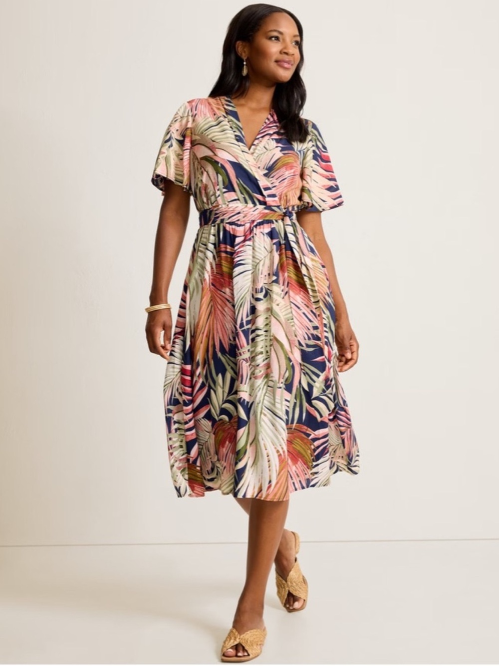 Tommy Bahama Palm Canyon Short Sleeve Midi Dress Size M